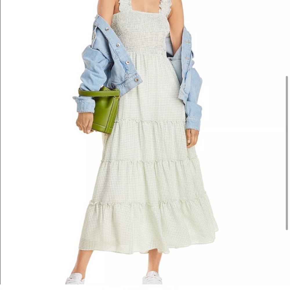 Lucy Paris Green Checked Maxi Dress